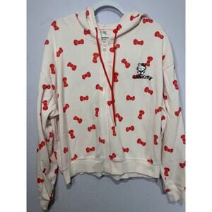 Sanrio Hello Kitty Zip Up Hoodie Girls Red Bow Kawaii Coquette Y2K Aesthetic XXL